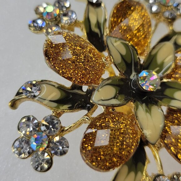 Golden Citrine Flower Spray Brooch Pin - Picture 3 of 9